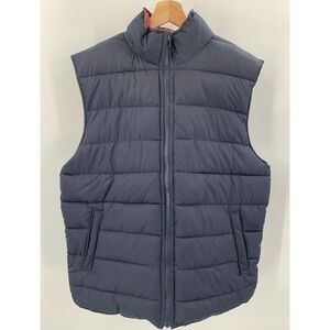 GAP Mens L Large Full Zip-Up Reversible Puffer Vest Doorbuster War True Navy/Red